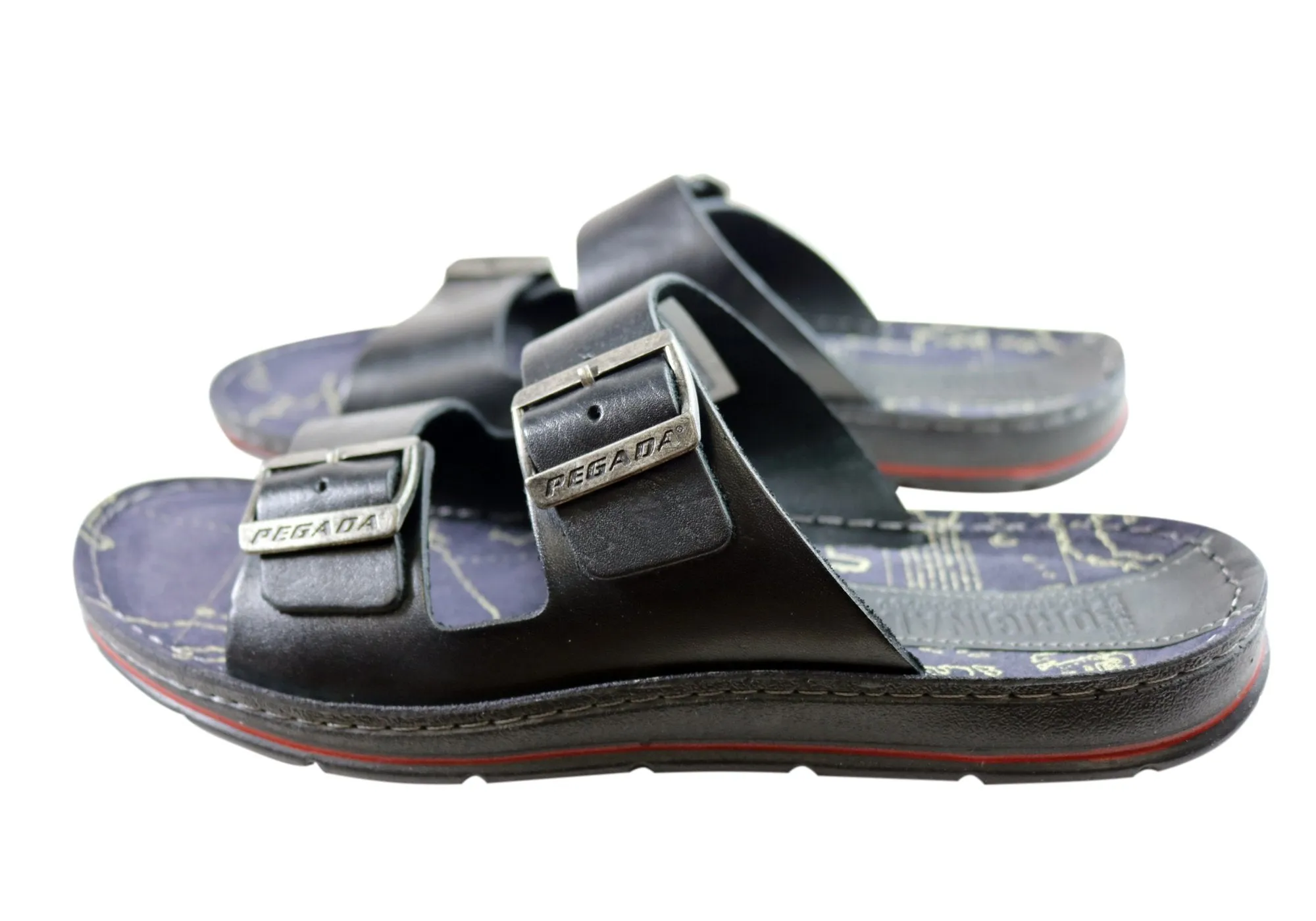 Pegada Lancester Mens Leather Comfortable Slide Sandals Made In Brazil