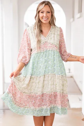 Perfect Gardens Dress, Pink Multi - Beautiful Floral Print Summer Dress