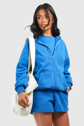 Petite 3 Piece Zip Through Short Tracksuit