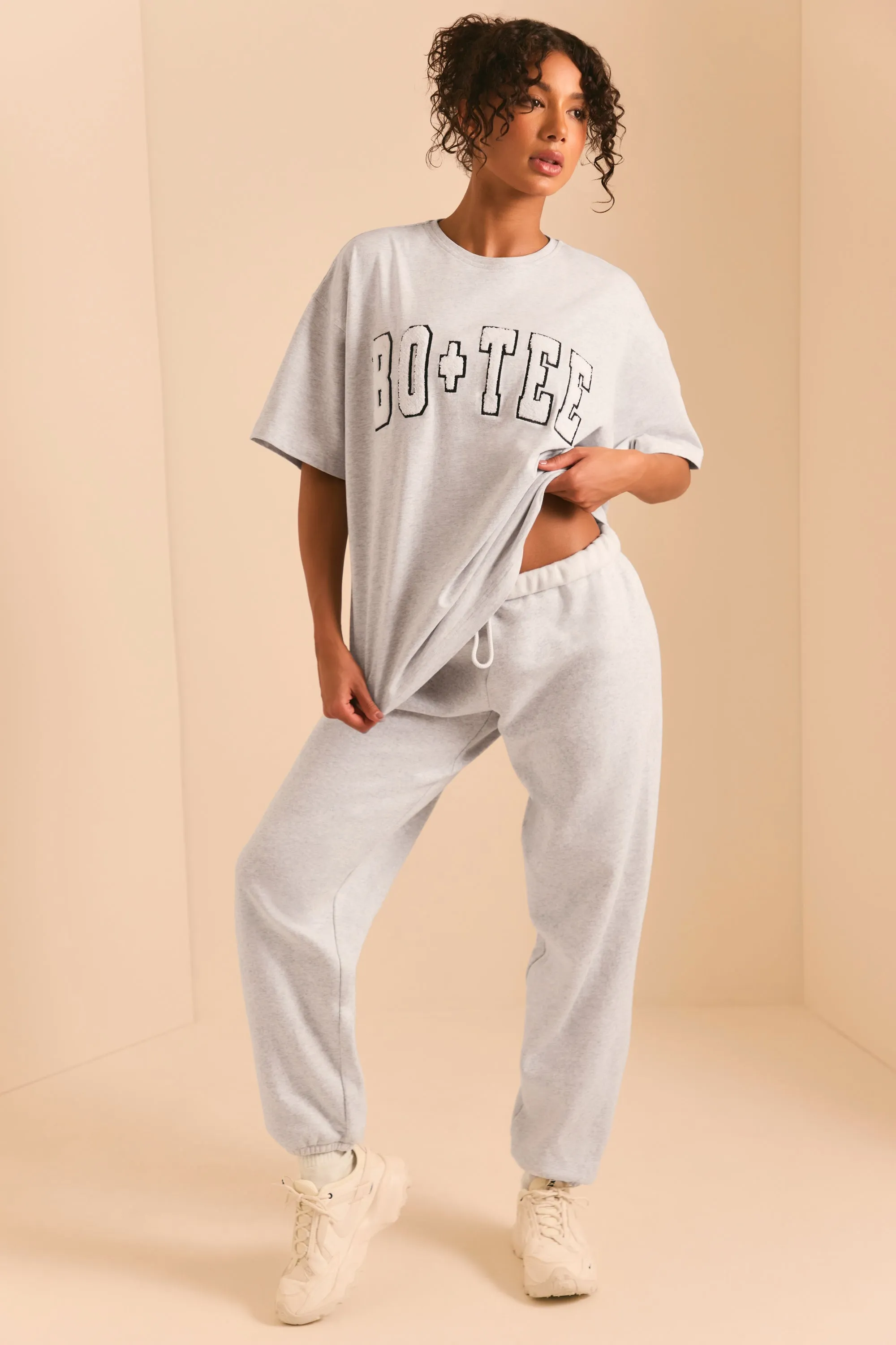 Petite Relaxed Fit Joggers in Heather Grey