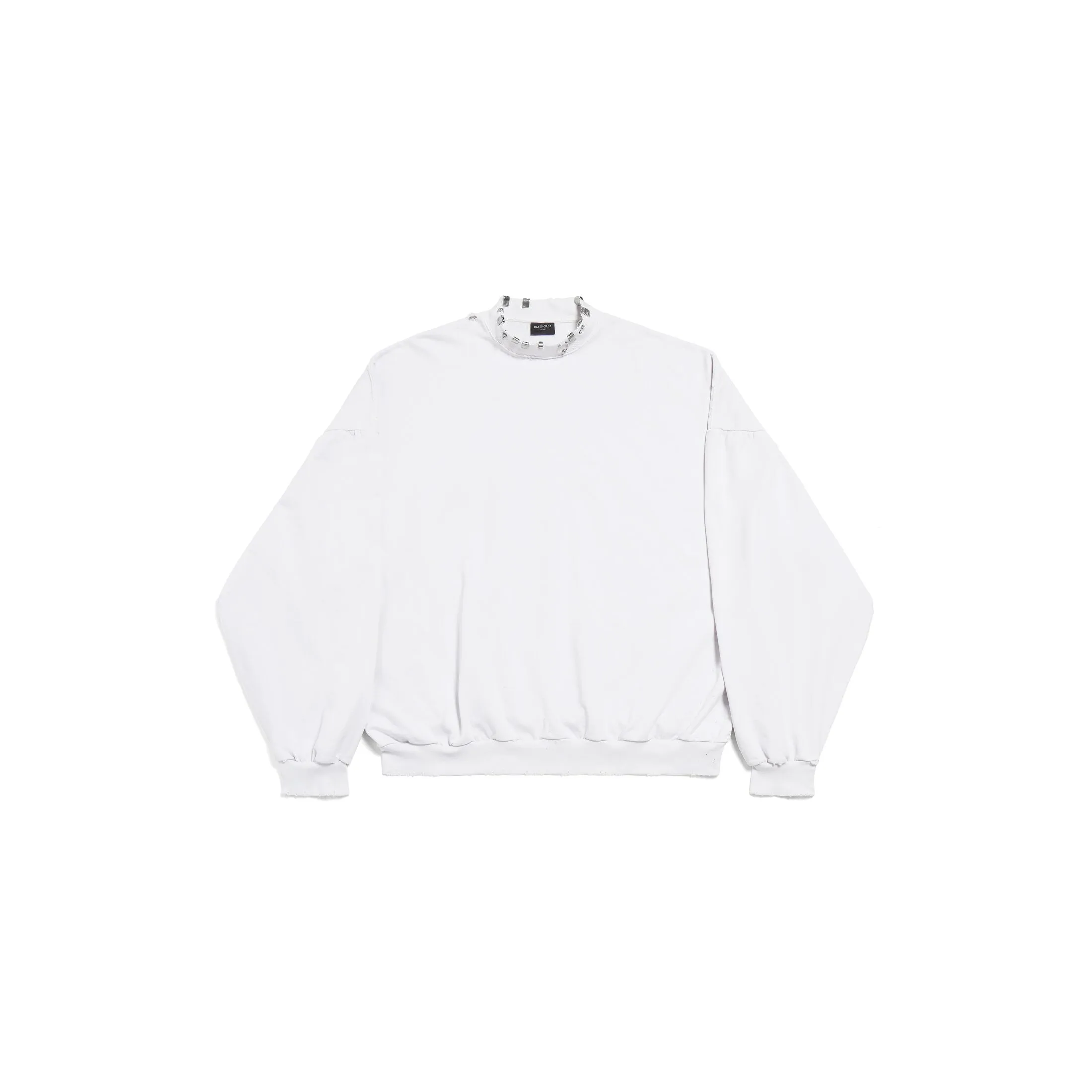 PIERCED ROUND SWEATSHIRT OVERSIZED IN WHITE