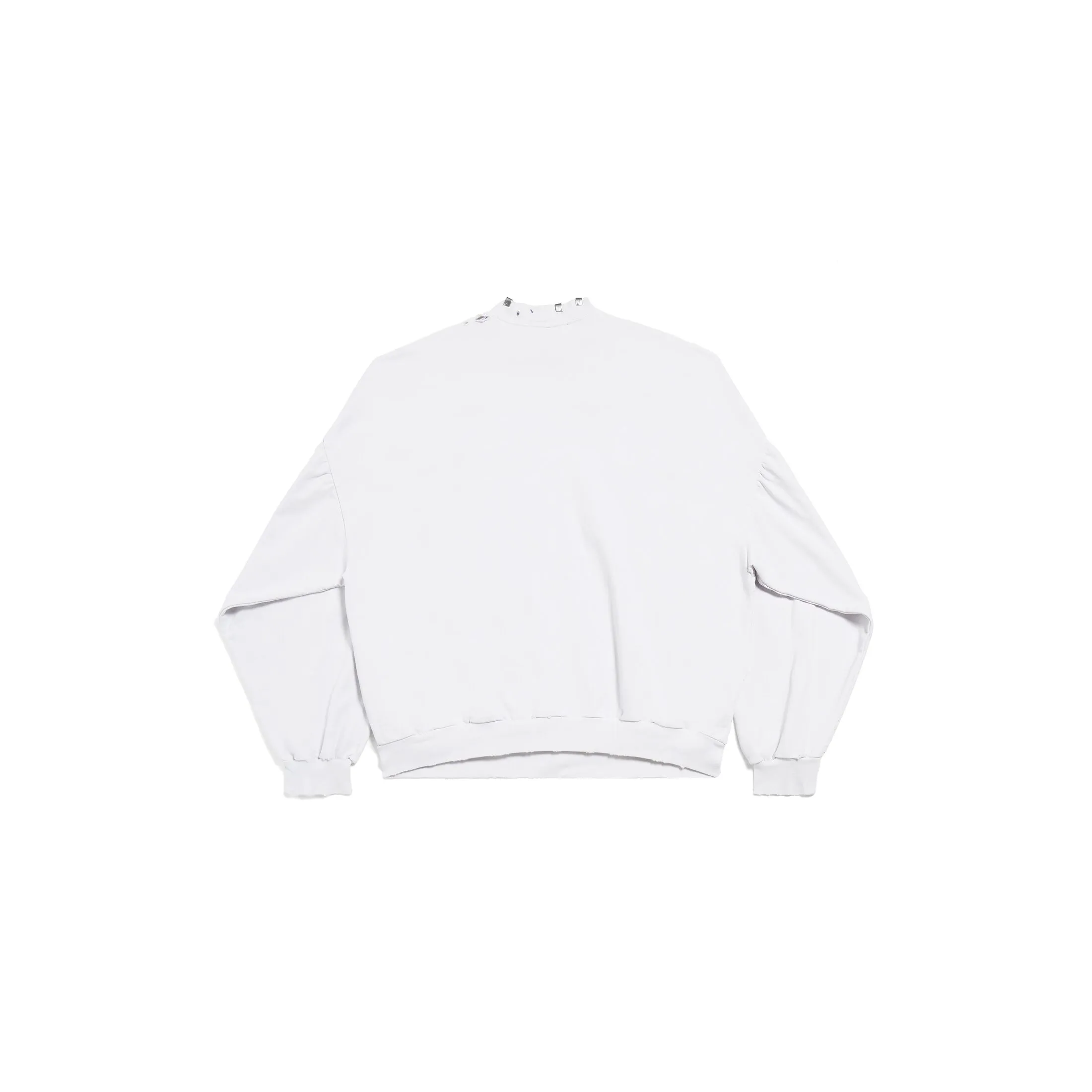 PIERCED ROUND SWEATSHIRT OVERSIZED IN WHITE