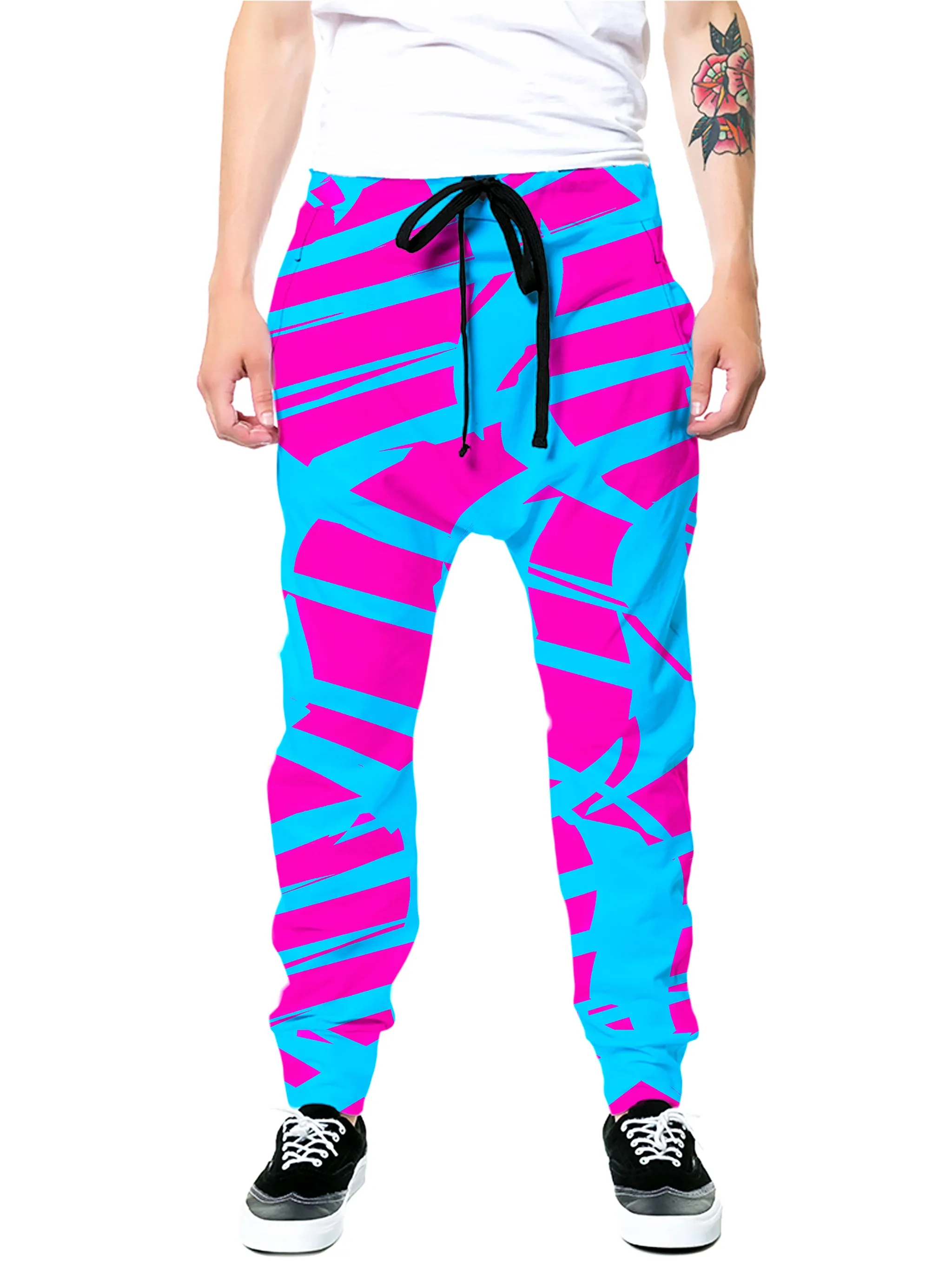 Pink and Blue Squiggly Rave Checkered T-Shirt and Joggers Combo