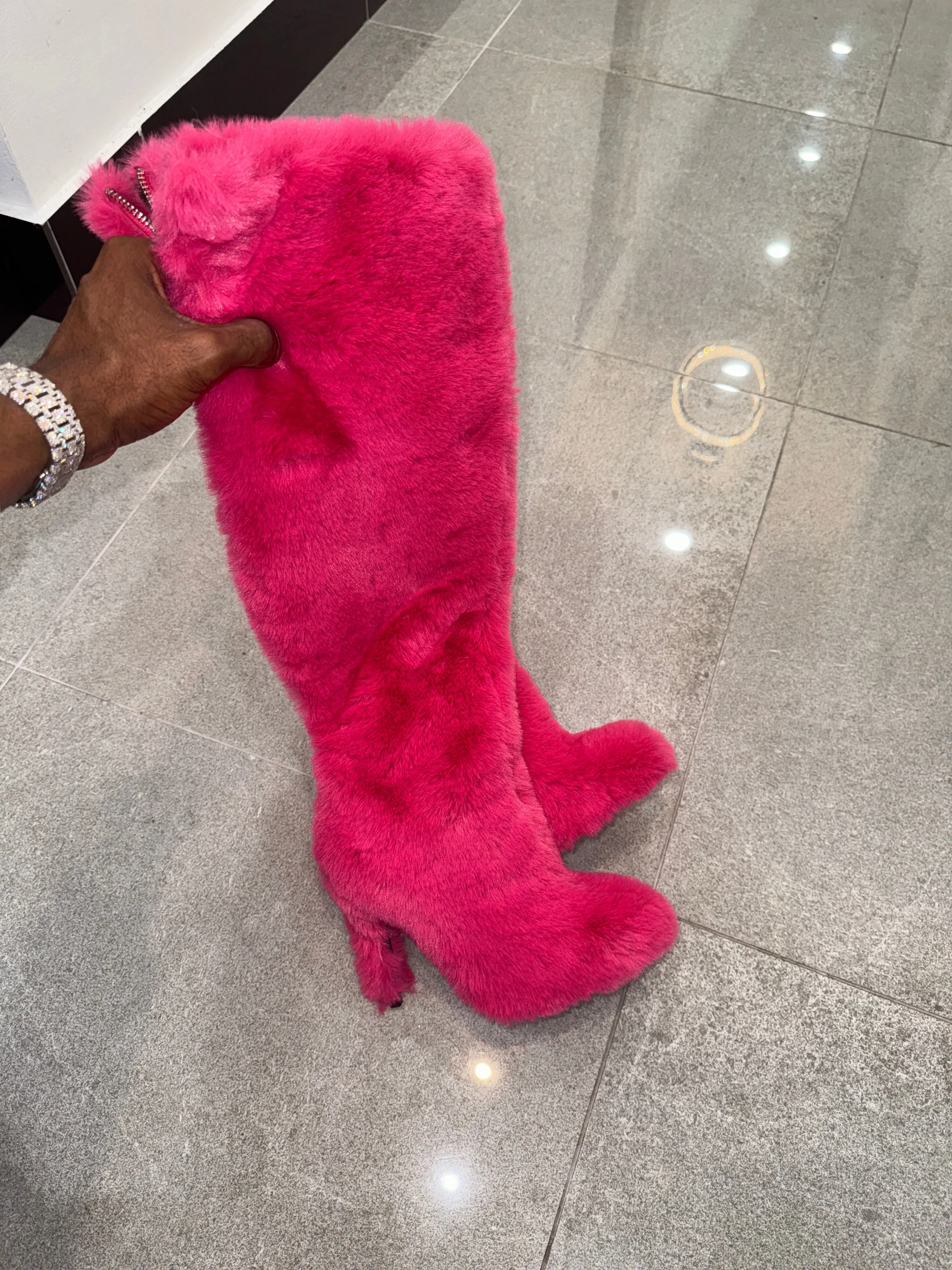 Pink Fur Boots 1 of 1