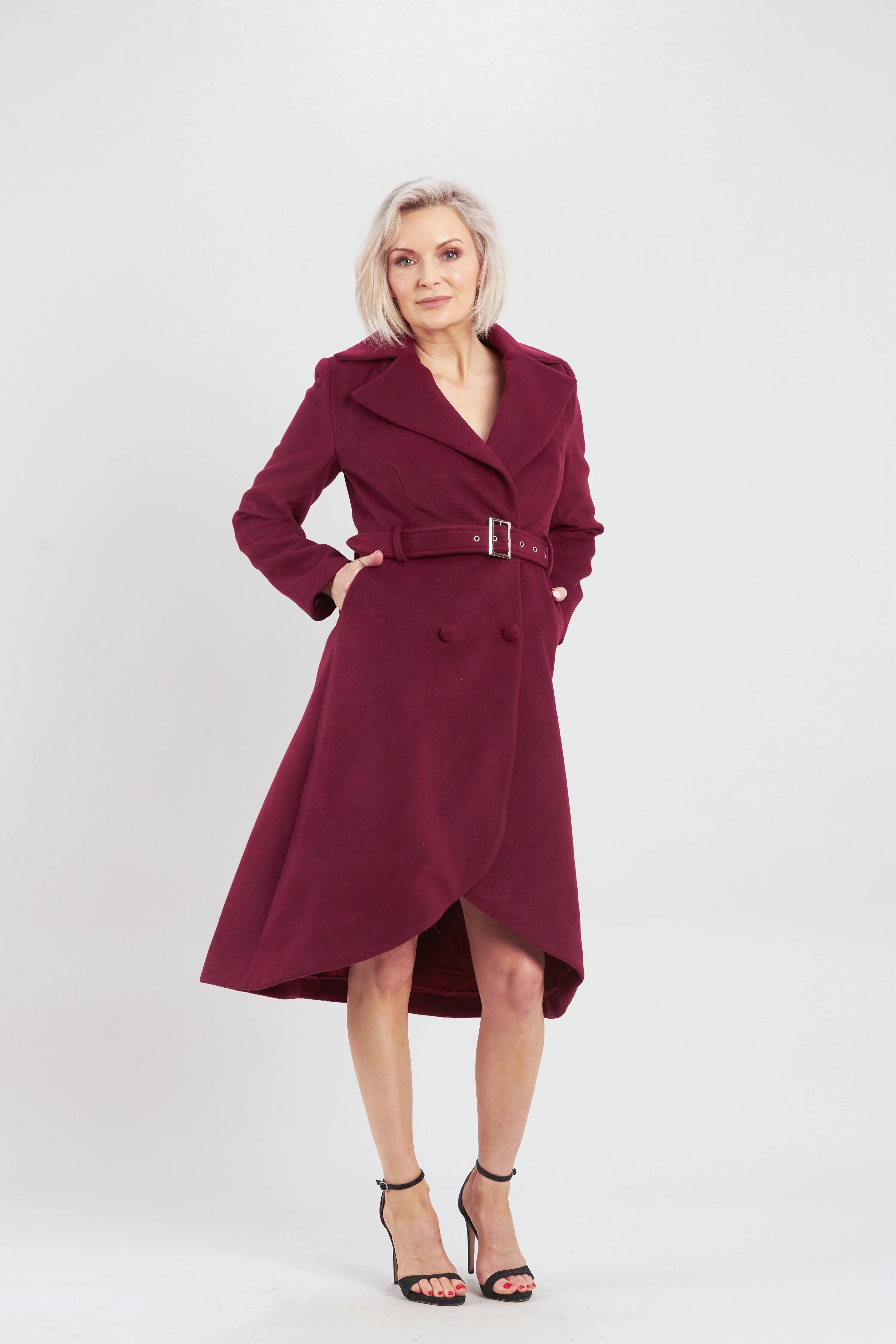 Pink Ruby Wine A-Line Coat