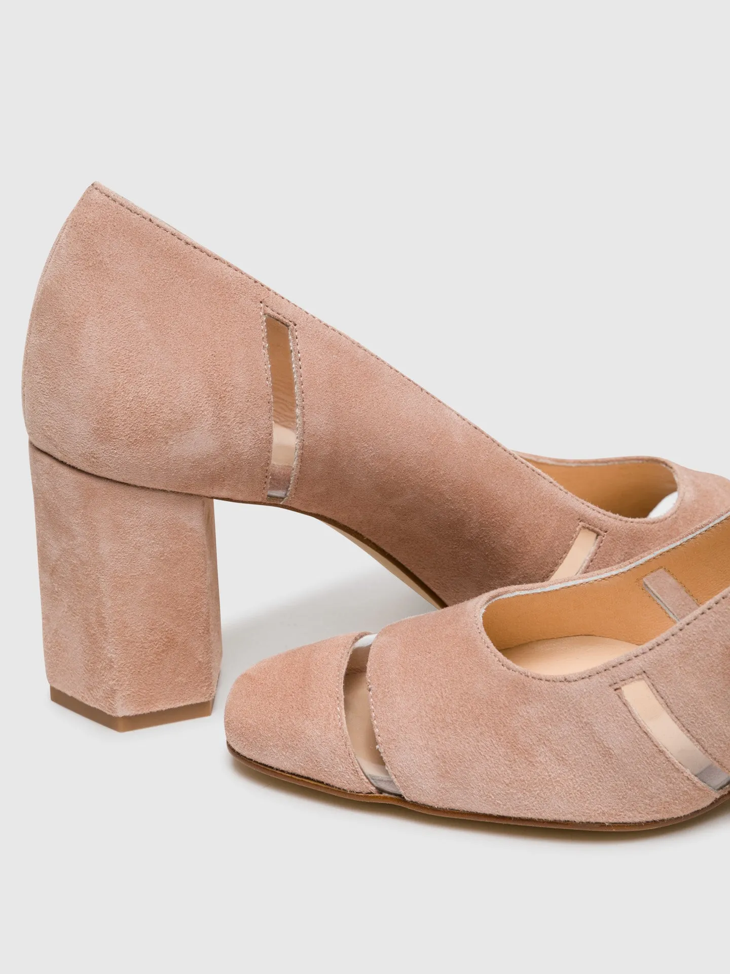 Pink Square Toe Pumps Shoes