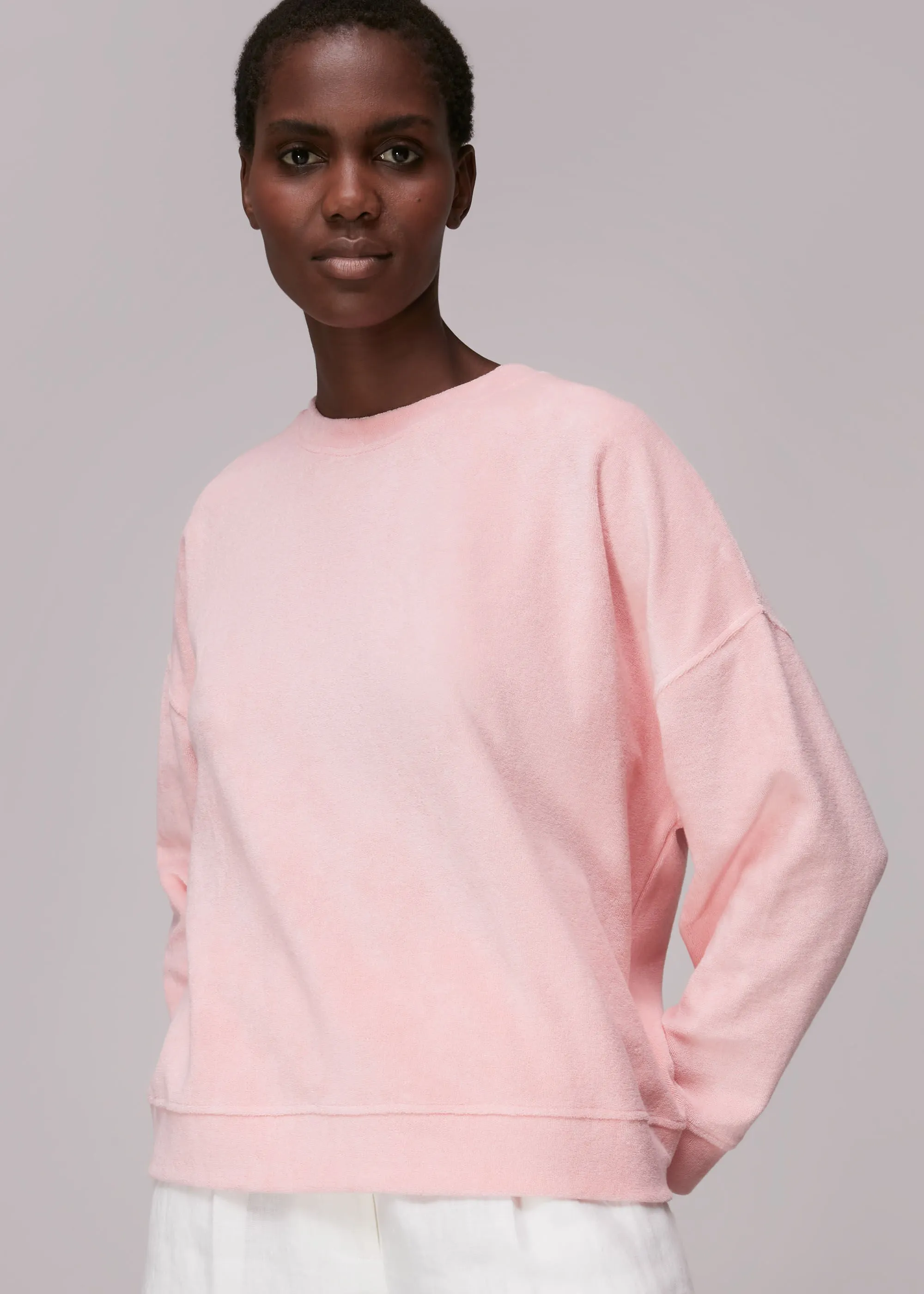 Pink Towelling Boyfriend Sweatshirt