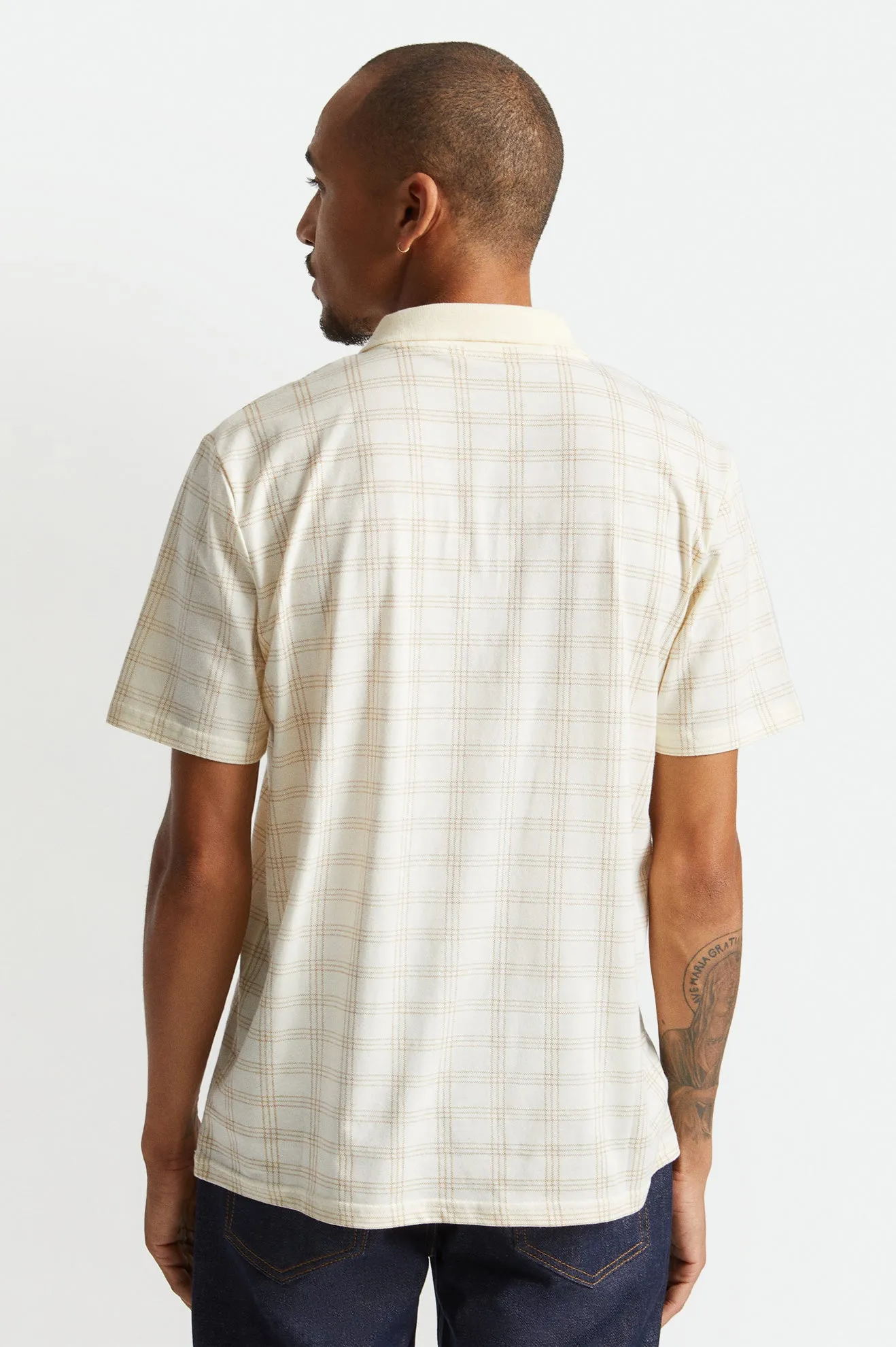 Plaid Utility S/S Polo Knit - Off White/Lion