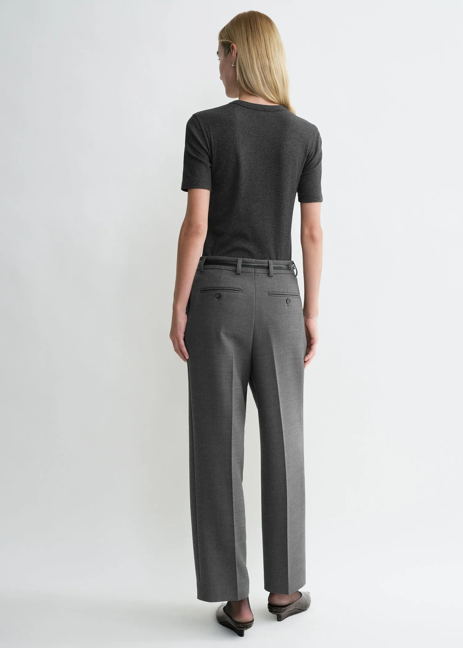 Pleated straight trousers grey melange