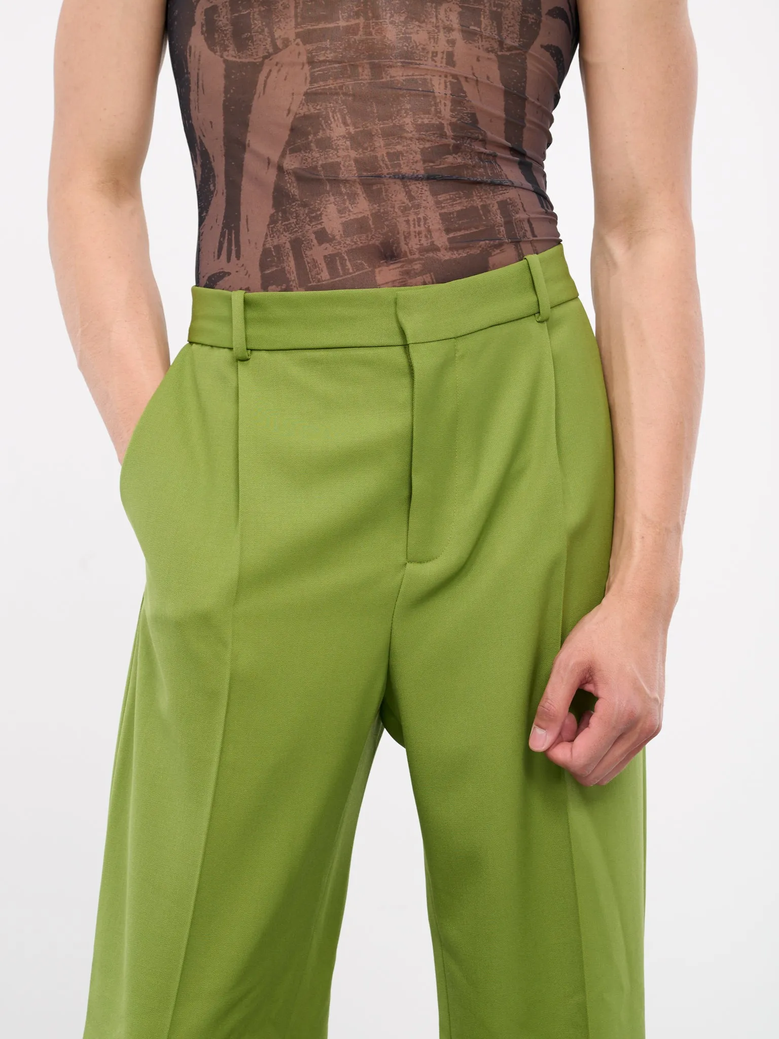 Pleated Trousers (241-M5030-W118-LIME)