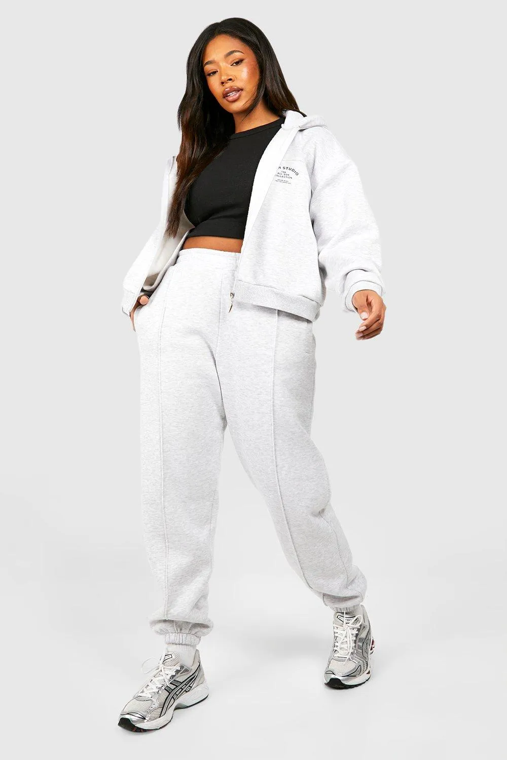 Plus Dsgn Studio Cropped Zip Through Hooded Tracksuit