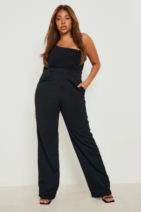 Plus Pleated Front Wide Leg Trousers