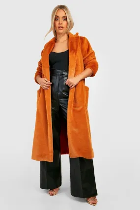 Plus Premium Longline Faux Fur Coat