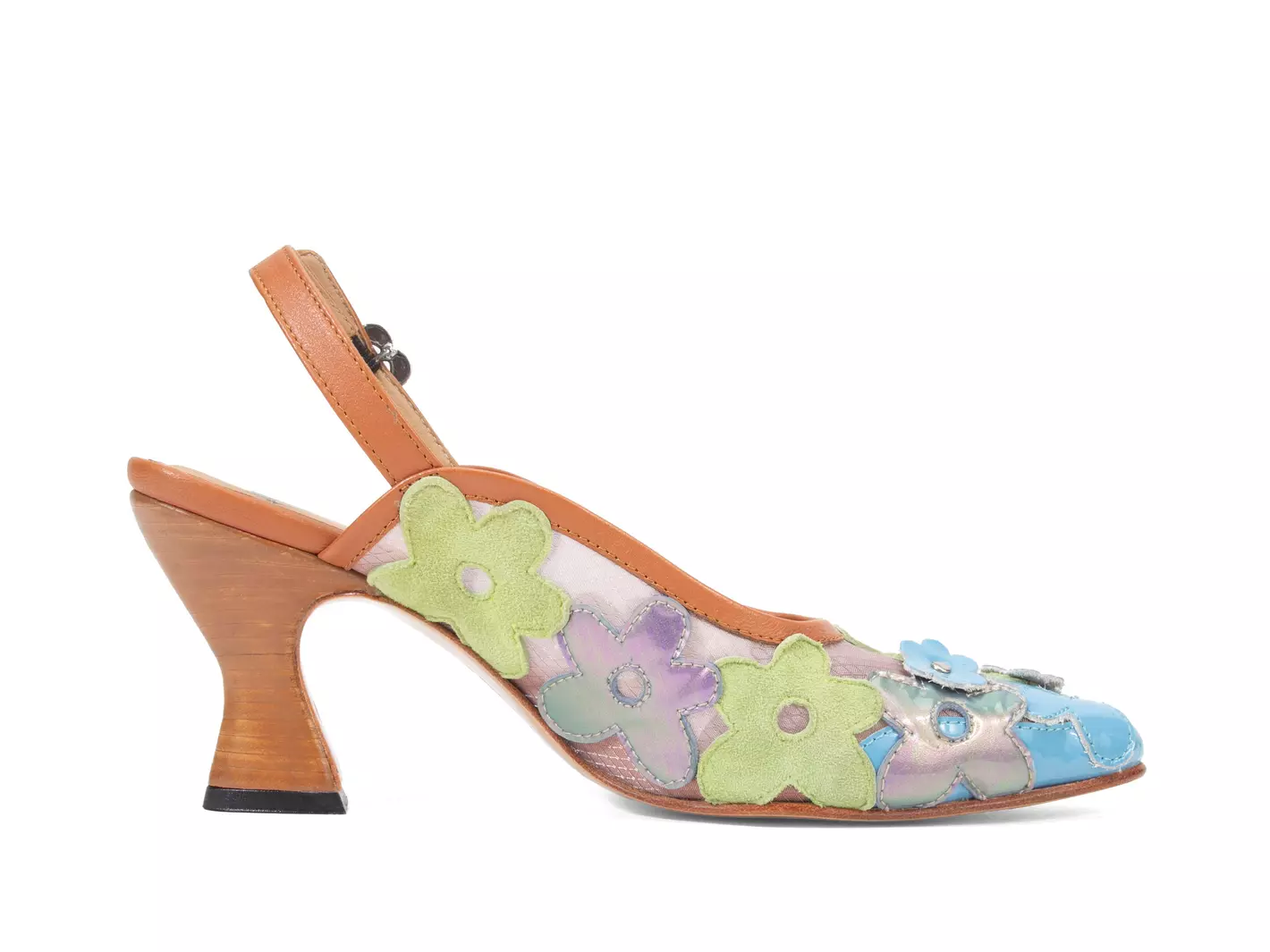 Poser Kiernan Mesh Slingback Heels with Appliqué