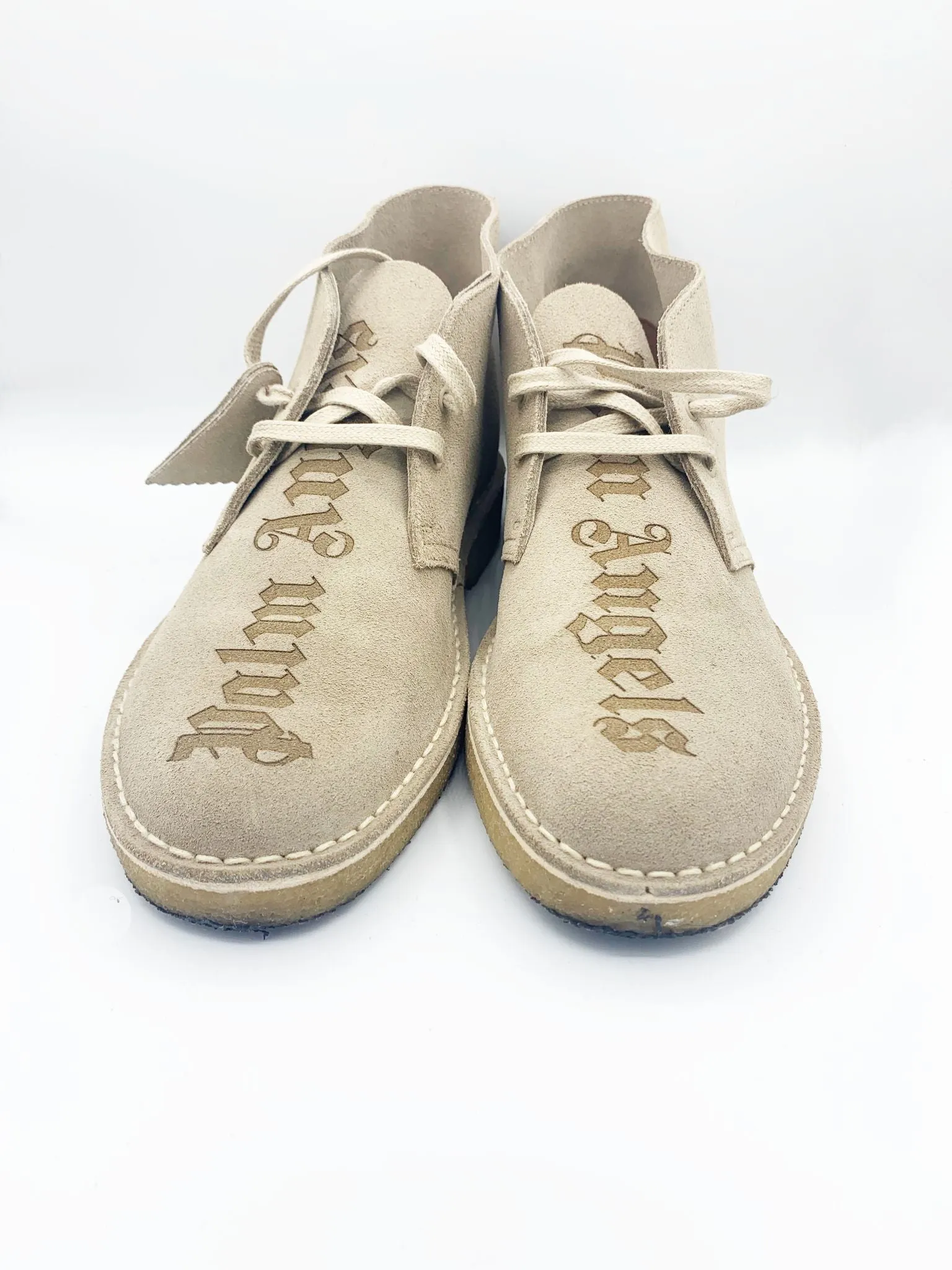 PRE-LOVED  PALM ANGELS X CLARKS LOGO DESERT BOOTS