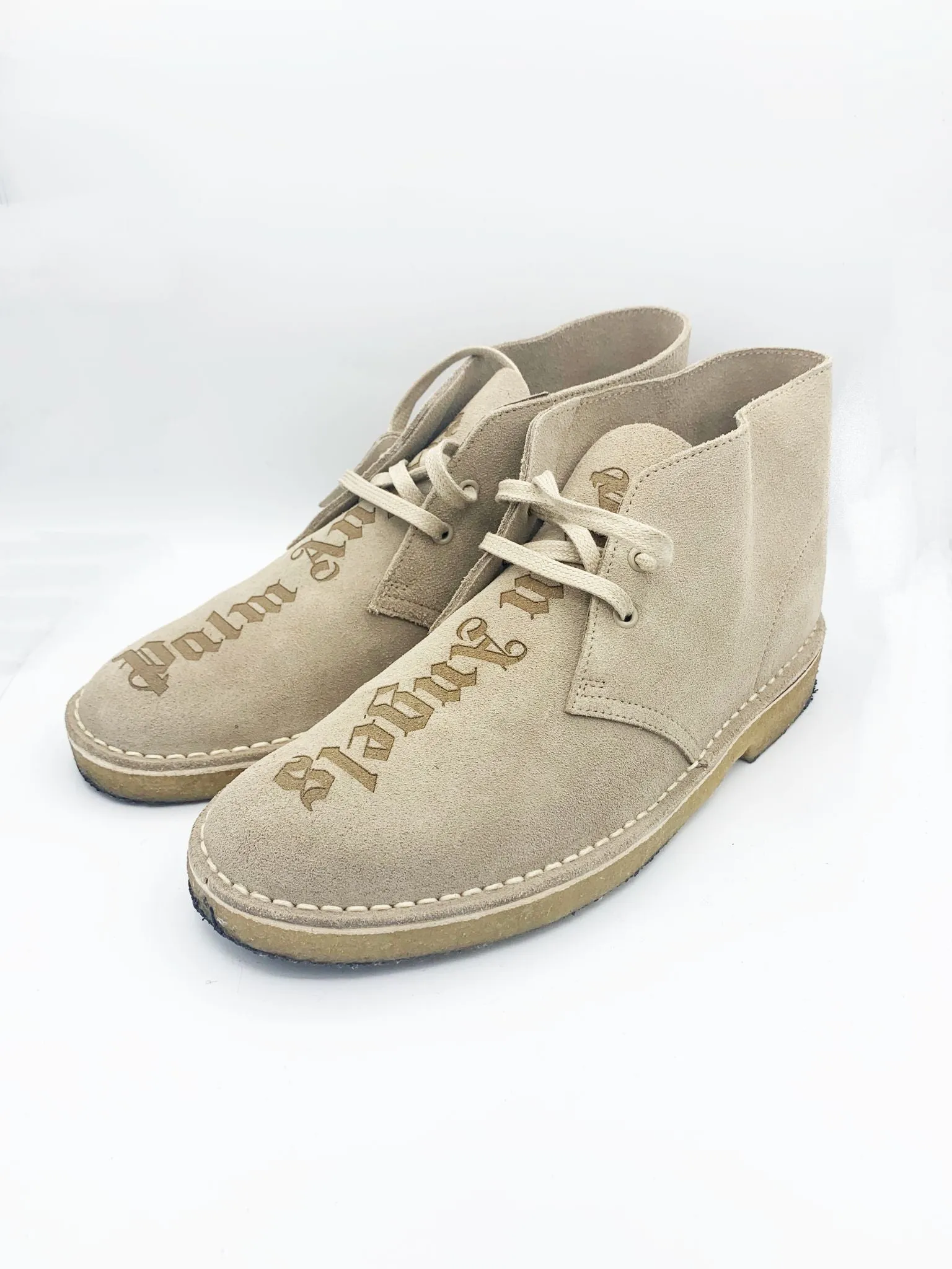 PRE-LOVED  PALM ANGELS X CLARKS LOGO DESERT BOOTS