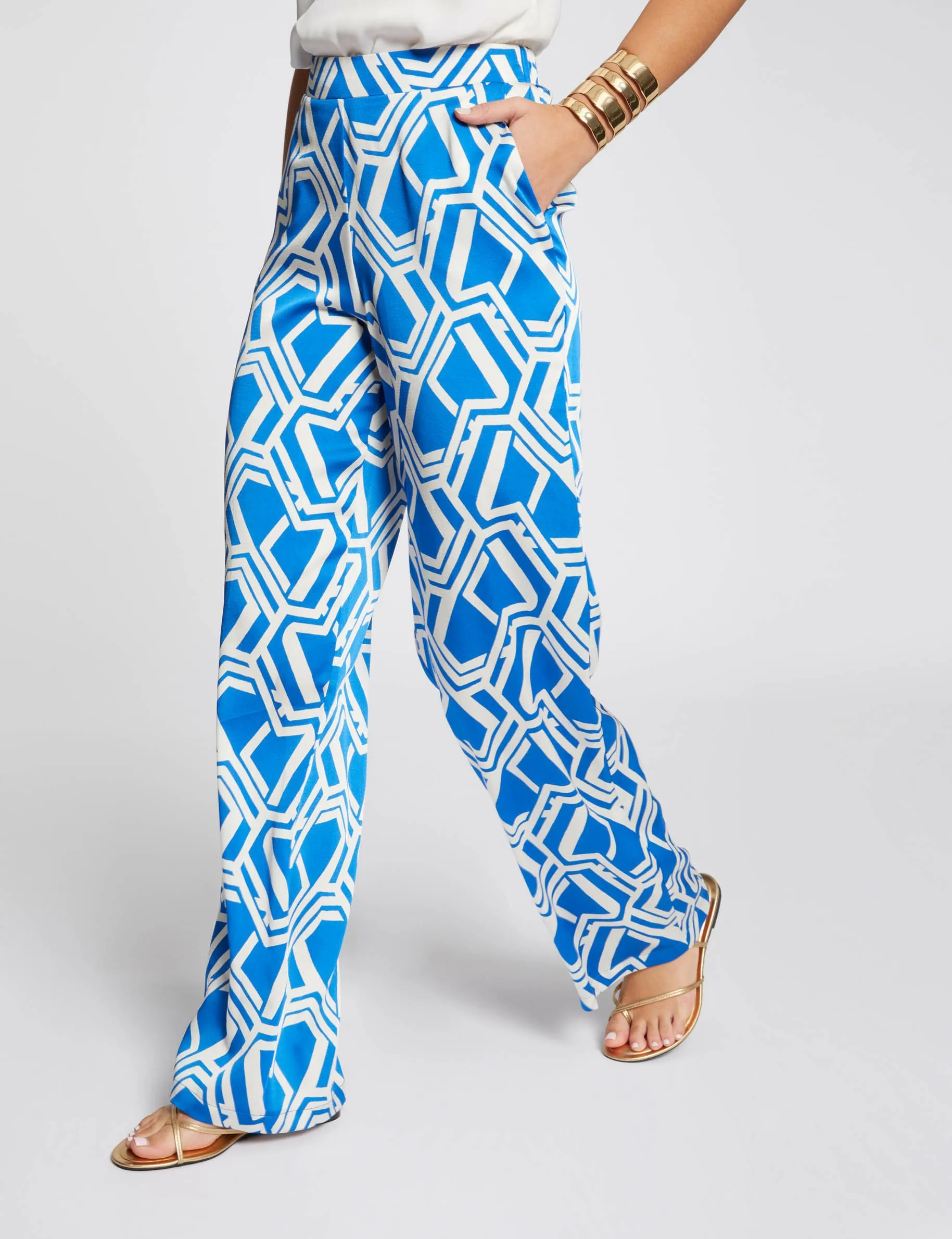 Printed wide leg trousers multicolored women