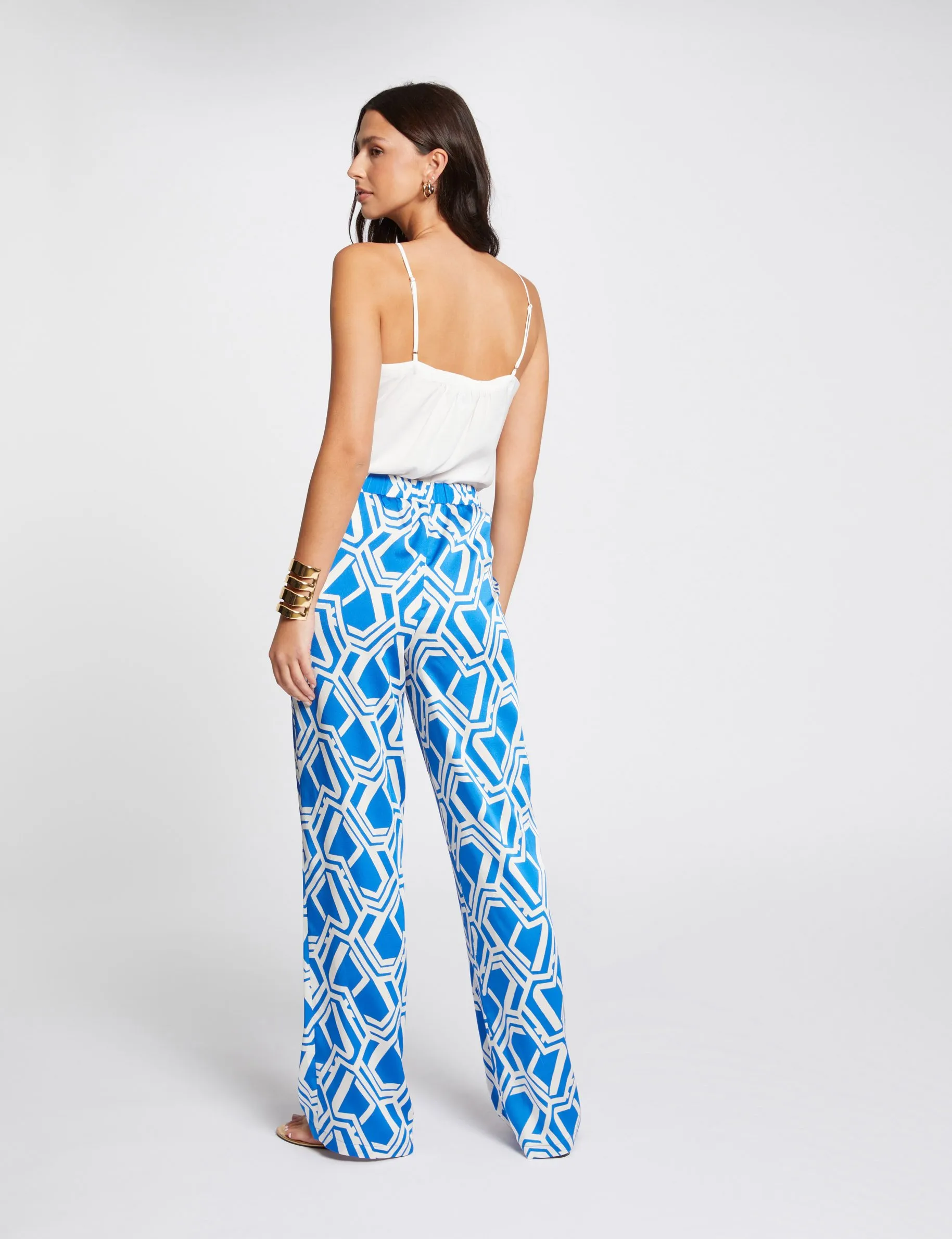 Printed wide leg trousers multicolored women