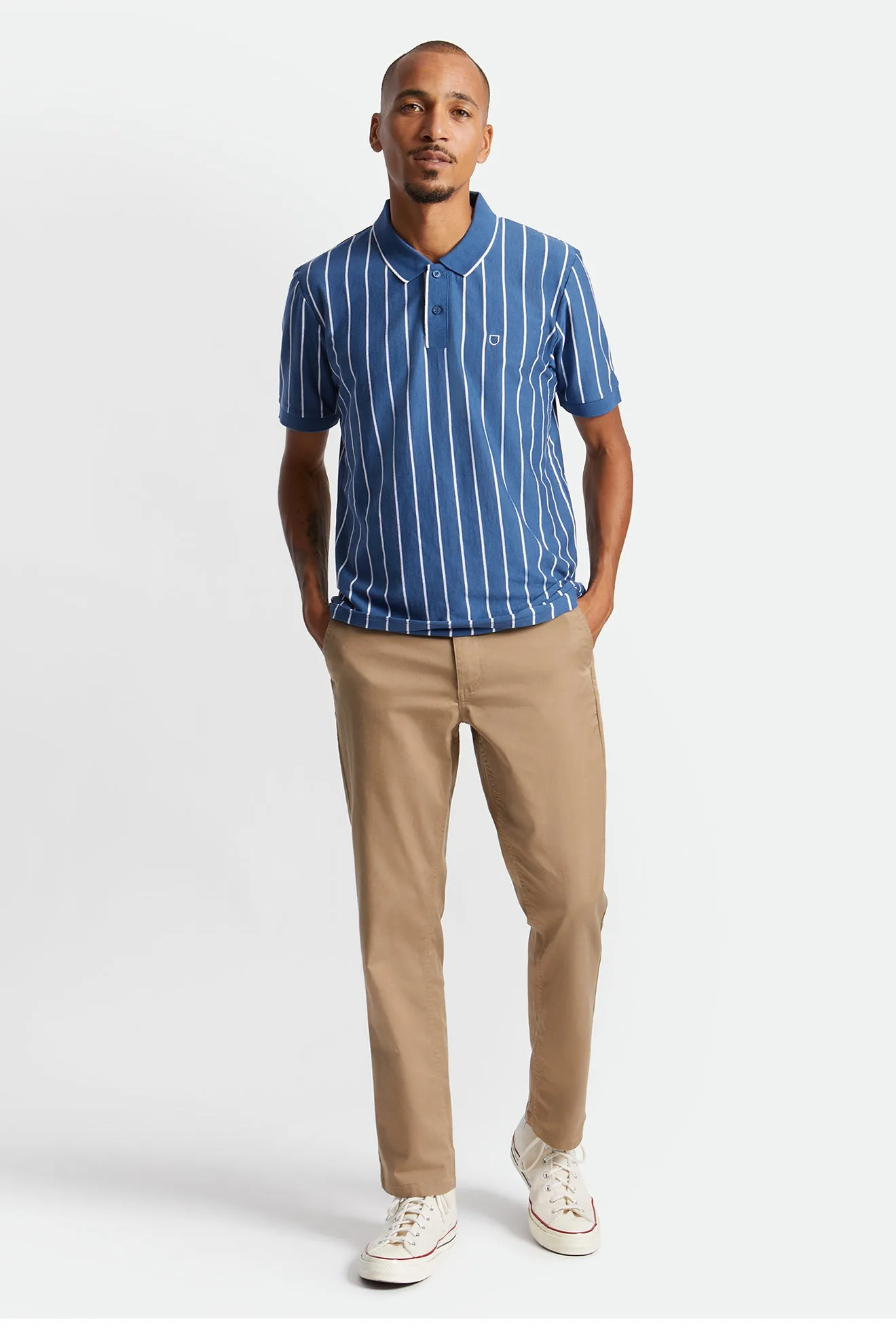 Proper Vertical S/S Polo Knit - Joe Blue/White