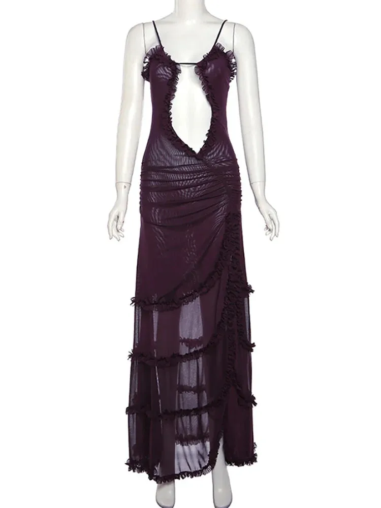 Purple Ruffle Bottom Laila Maxi Dress