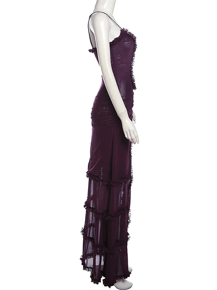 Purple Ruffle Bottom Laila Maxi Dress