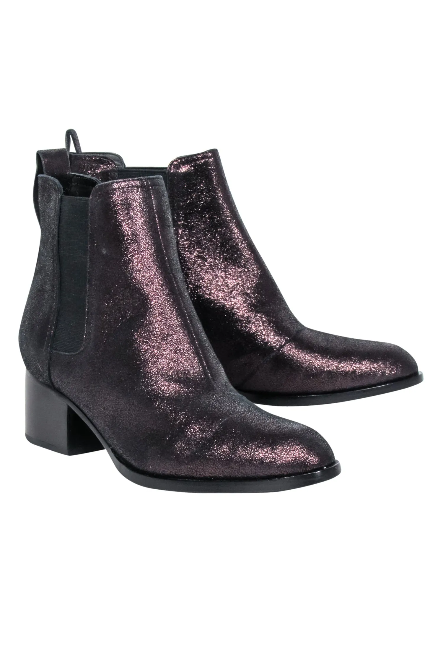 Rag & Bone - Black Oil Slick Iridescent Shimmer Short Boots Sz 8.5