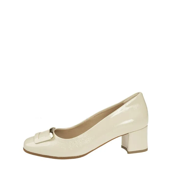 Ragazza Leather Heels- Beige Patent Leather 043