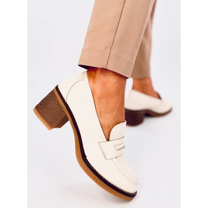 Beige High Heel Moccasins