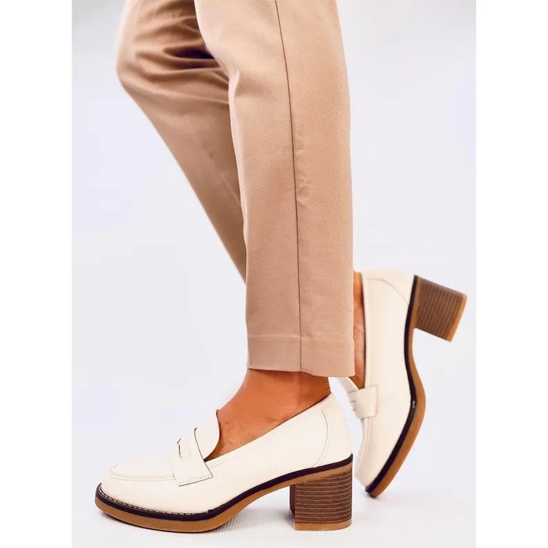 Beige High Heel Moccasins