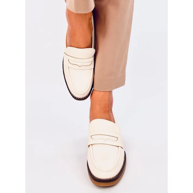 Beige High Heel Moccasins