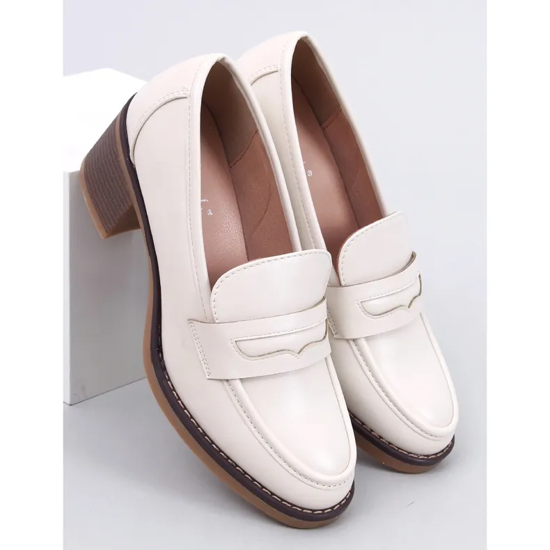 Beige High Heel Moccasins