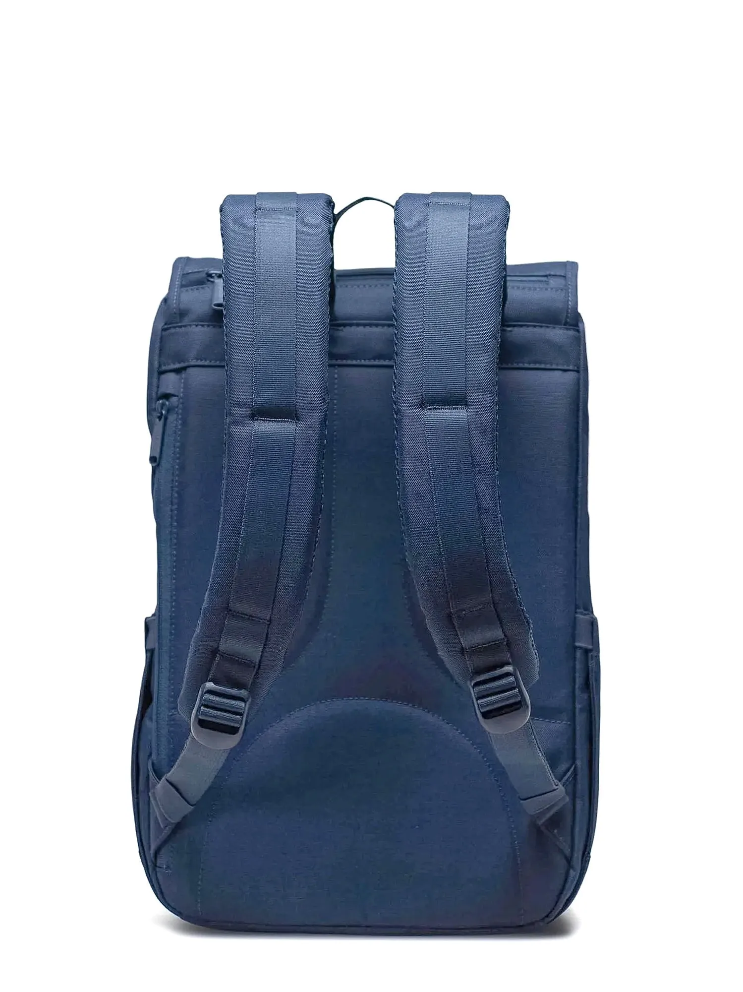 Eco-friendly backpack made from recycled fabric with front logo patch.