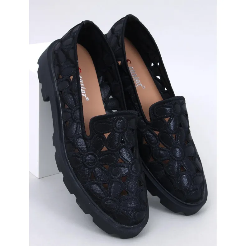 Black Openwork Moccasins