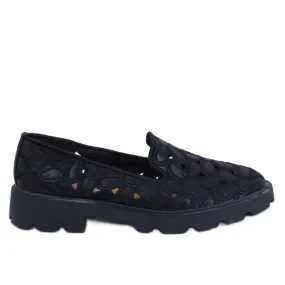 Black Openwork Moccasins