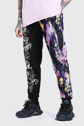 Regular Worldwide Tie Dye Spliced Joggers | boohooMAN UK