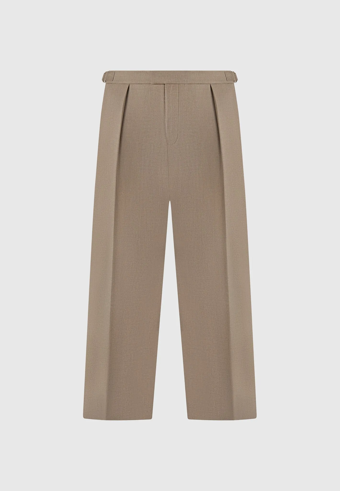 Relaxed Fit Hatched Pleated Tailored Trousers - Khaki