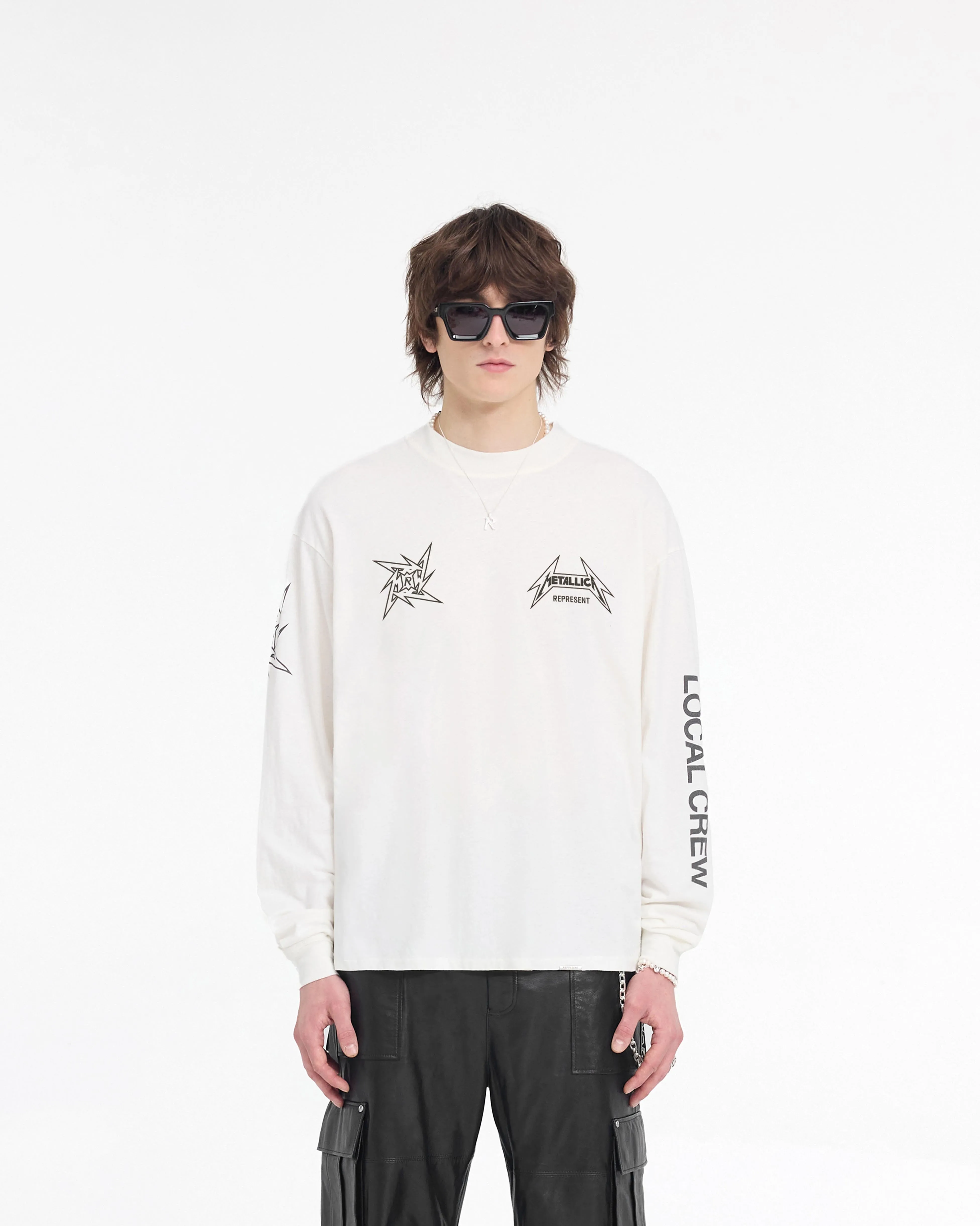 Represent X Metallica Local Crew Long Sleeve T-Shirt - Flat White