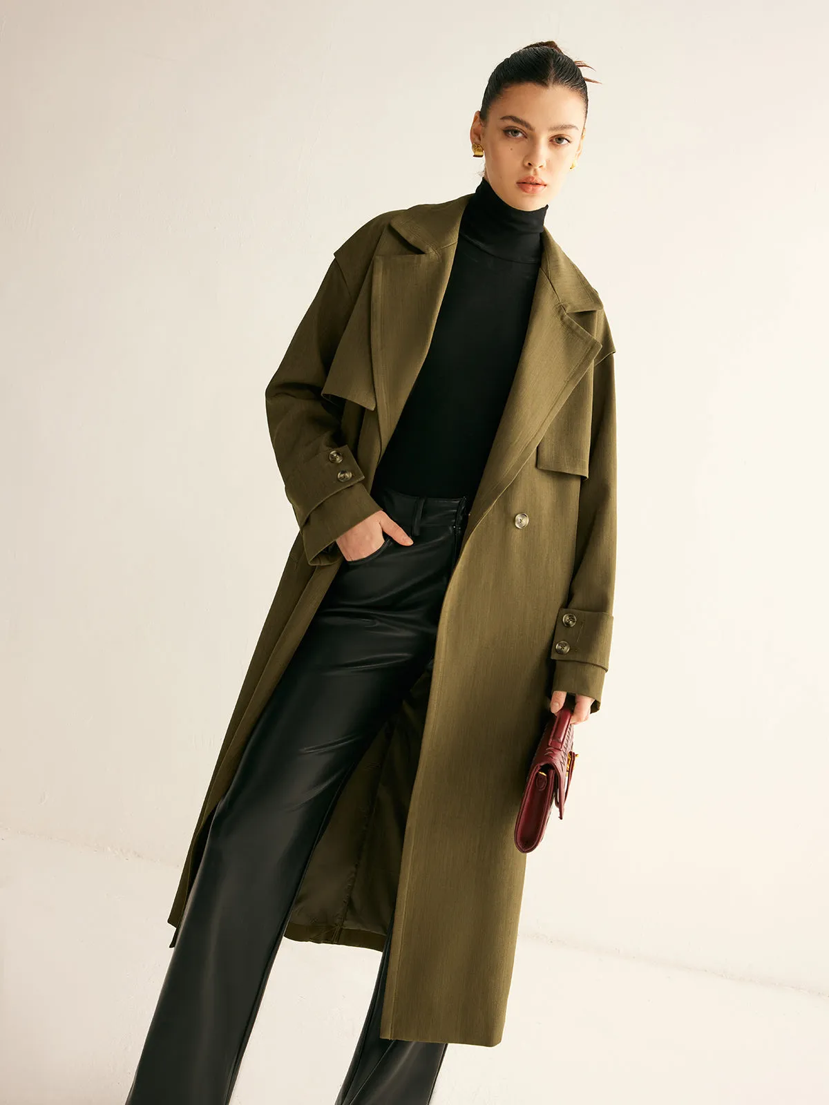 Retro Belted Long Trench Coat