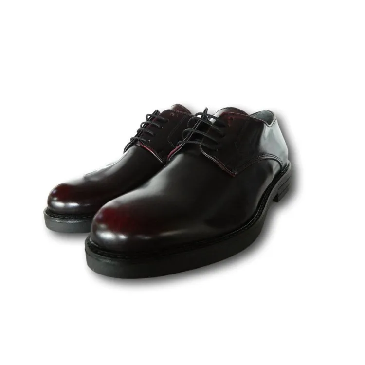 Richard Men's Bordeaux Abrasivato Derby Lace-Up Shoes Made in Italy 18241A