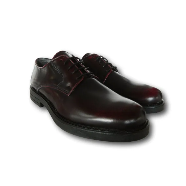 Richard Men's Bordeaux Abrasivato Derby Lace-Up Shoes Made in Italy 18241A