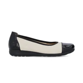 RIEKER BALLET FLAT BLACK AND TAUPE - WOMENS