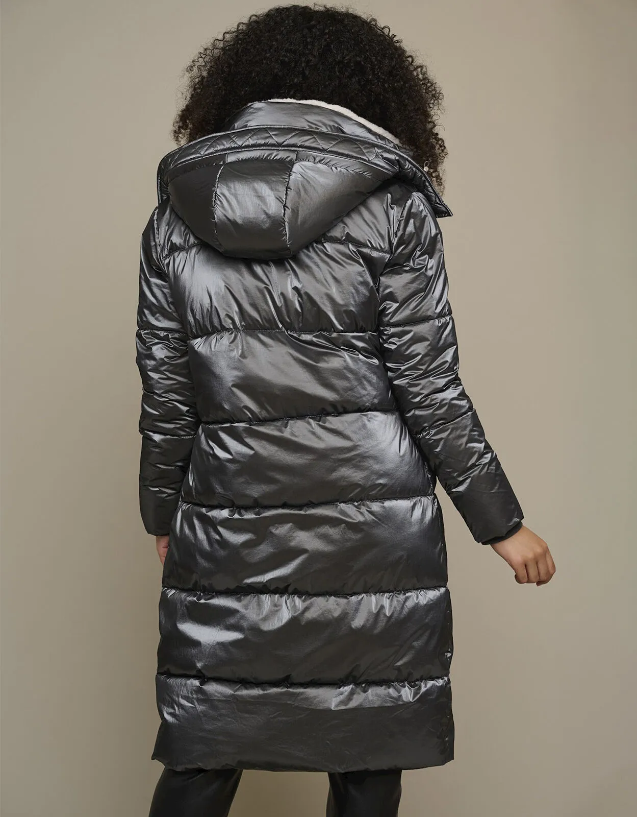 Metallic Grey Padded Coat by Rino and Pelle