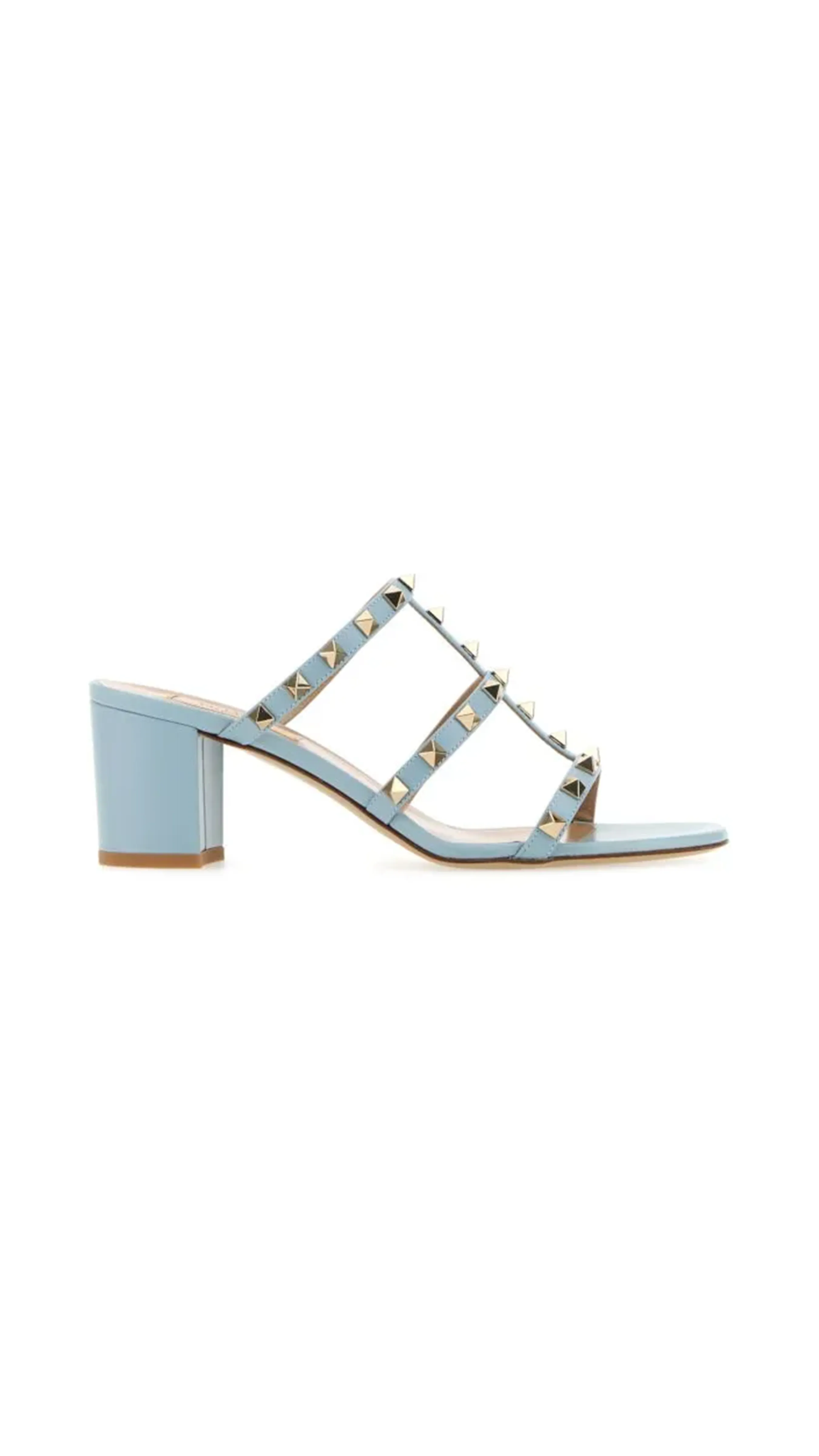 Calfskin Leather Slide Sandal 60MM in Porcelain Blue