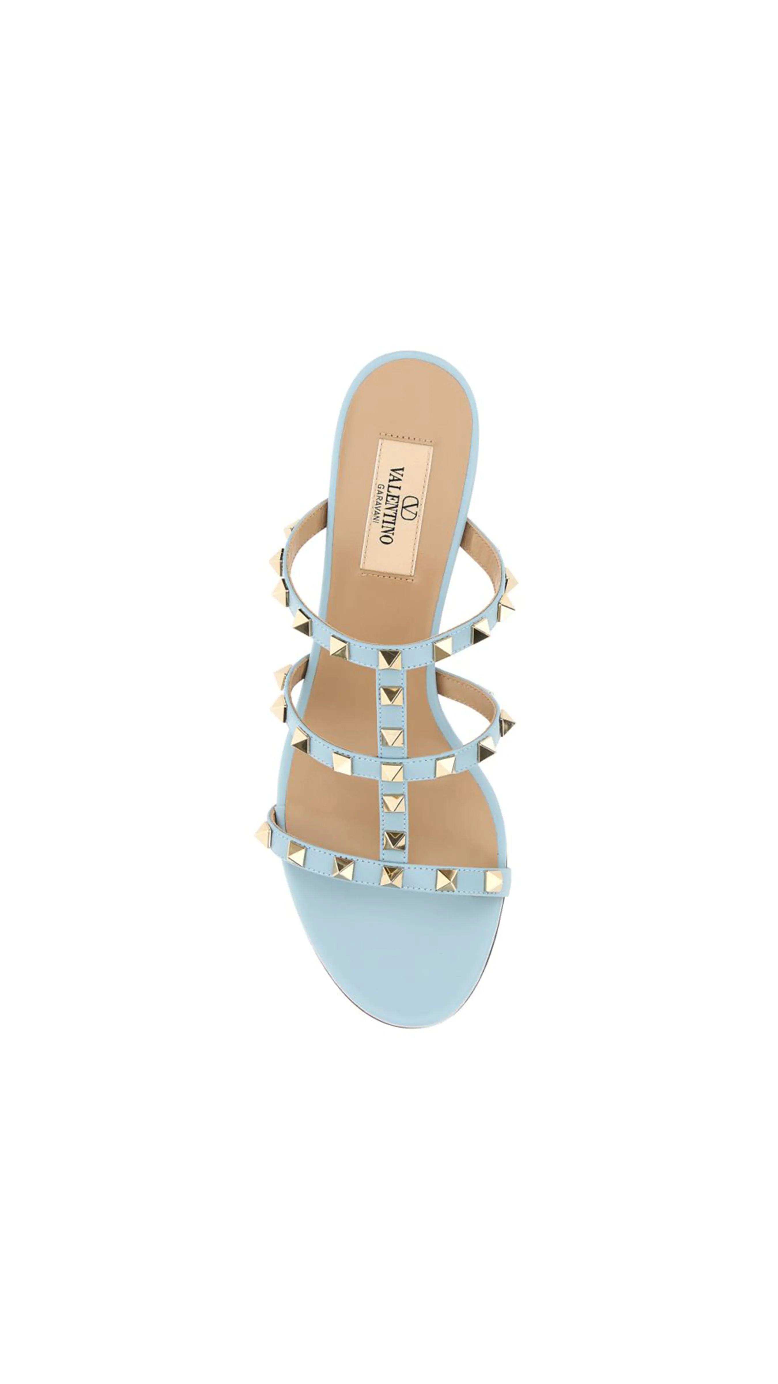 Calfskin Leather Slide Sandal 60MM in Porcelain Blue