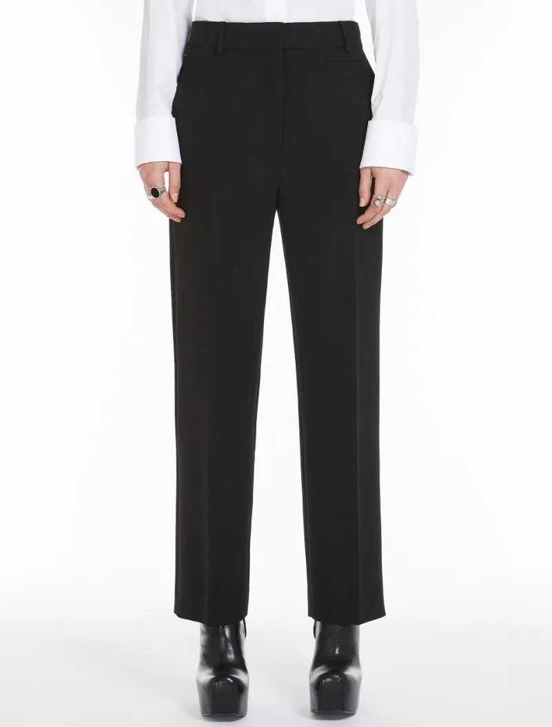 ROMAGNA Slim-fit stretch wool trousers, black