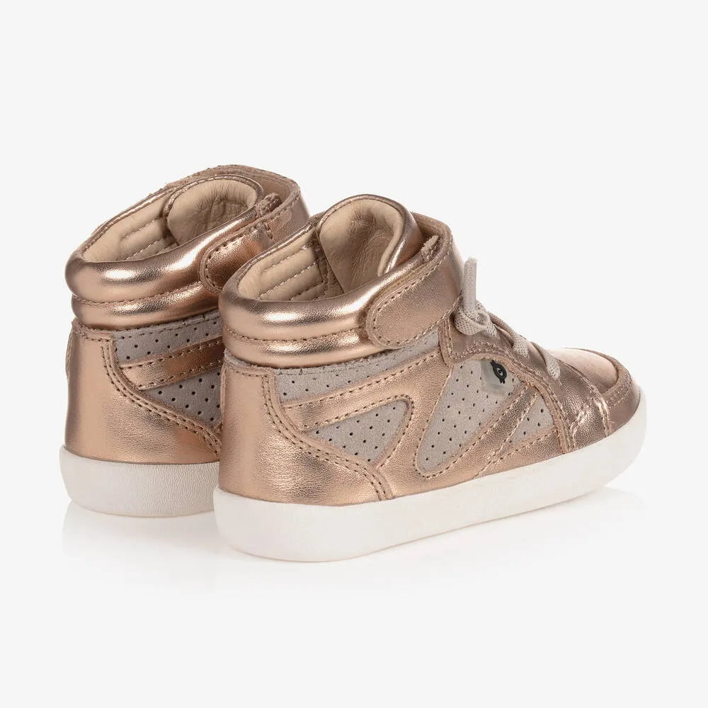 Rose Gold High-Top Trainers