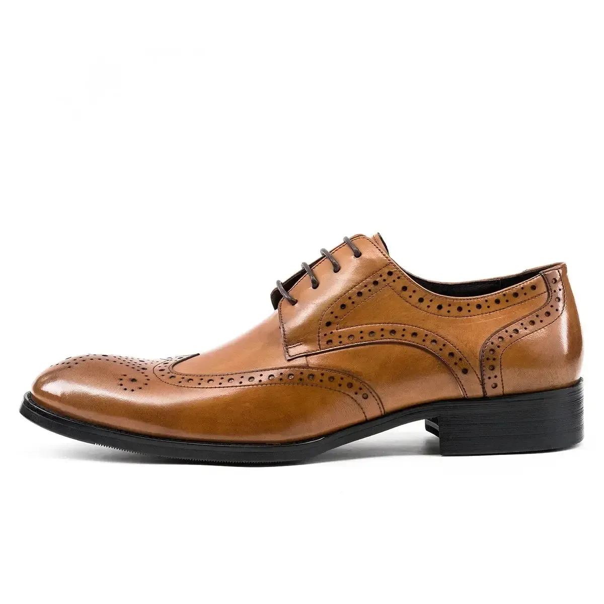 Ryno - Brogue Derby leather dress shoes for men