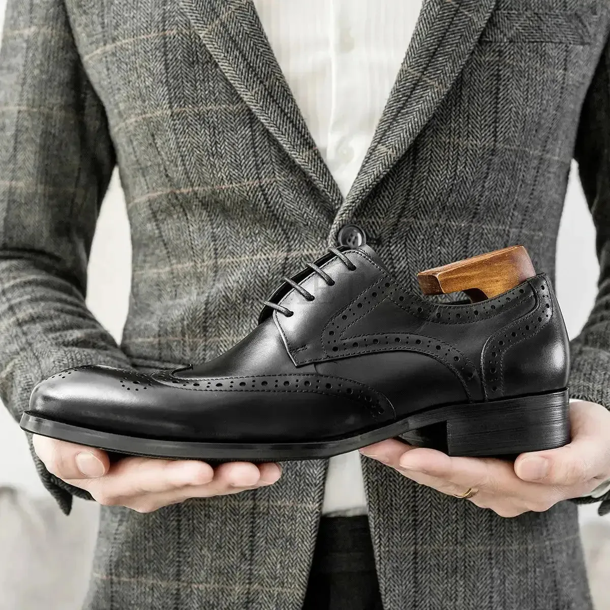 Ryno - Brogue Derby leather dress shoes for men