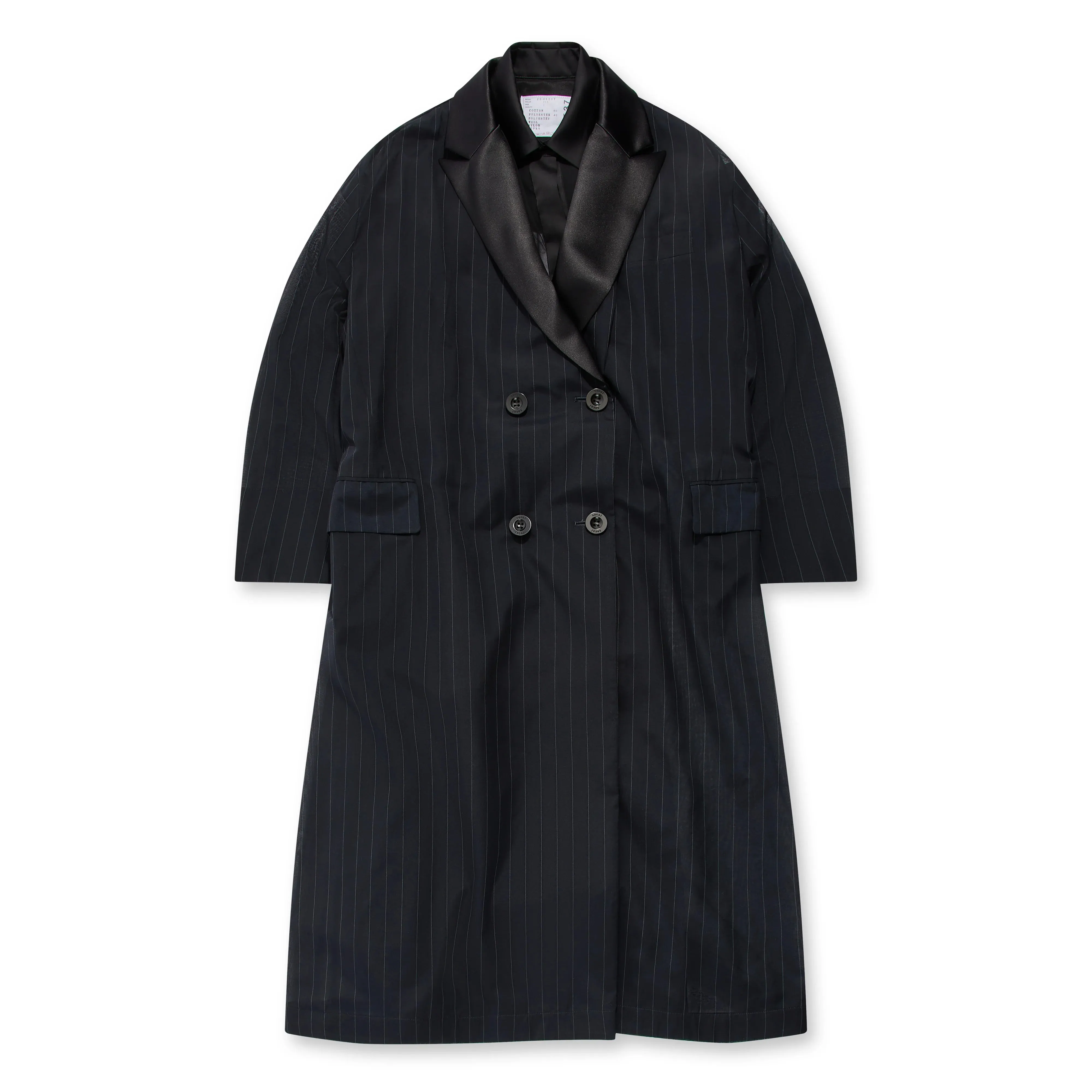 Sacai  Women'S Chalk Stripe Coat Navy 