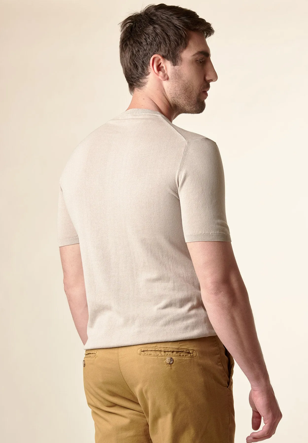 Sand color cotton crepe t-shirt.